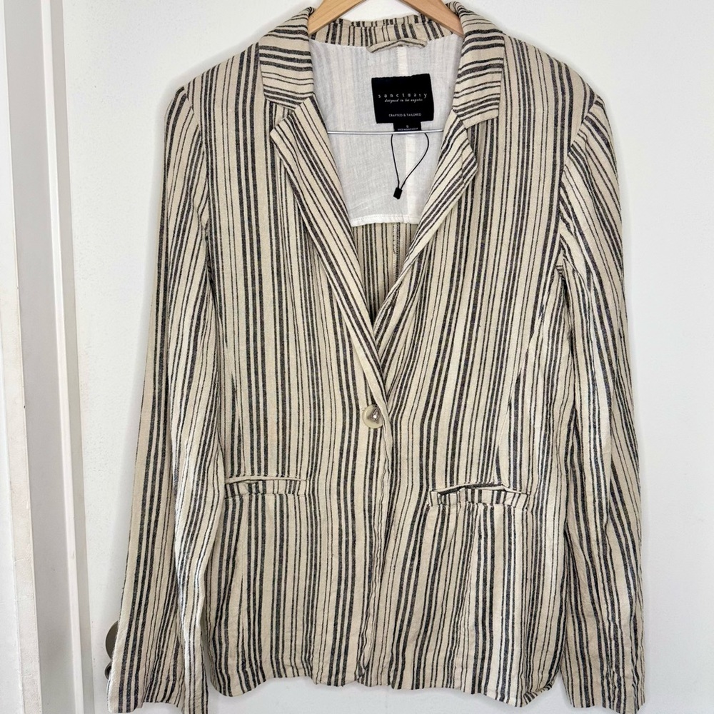 Anthropologie Sanctuary Women's Ellis striped linen blazer SMALL